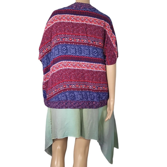 Forever 21 Multicolor Red Blue Kimono Cardigan - Picture 3 of 4